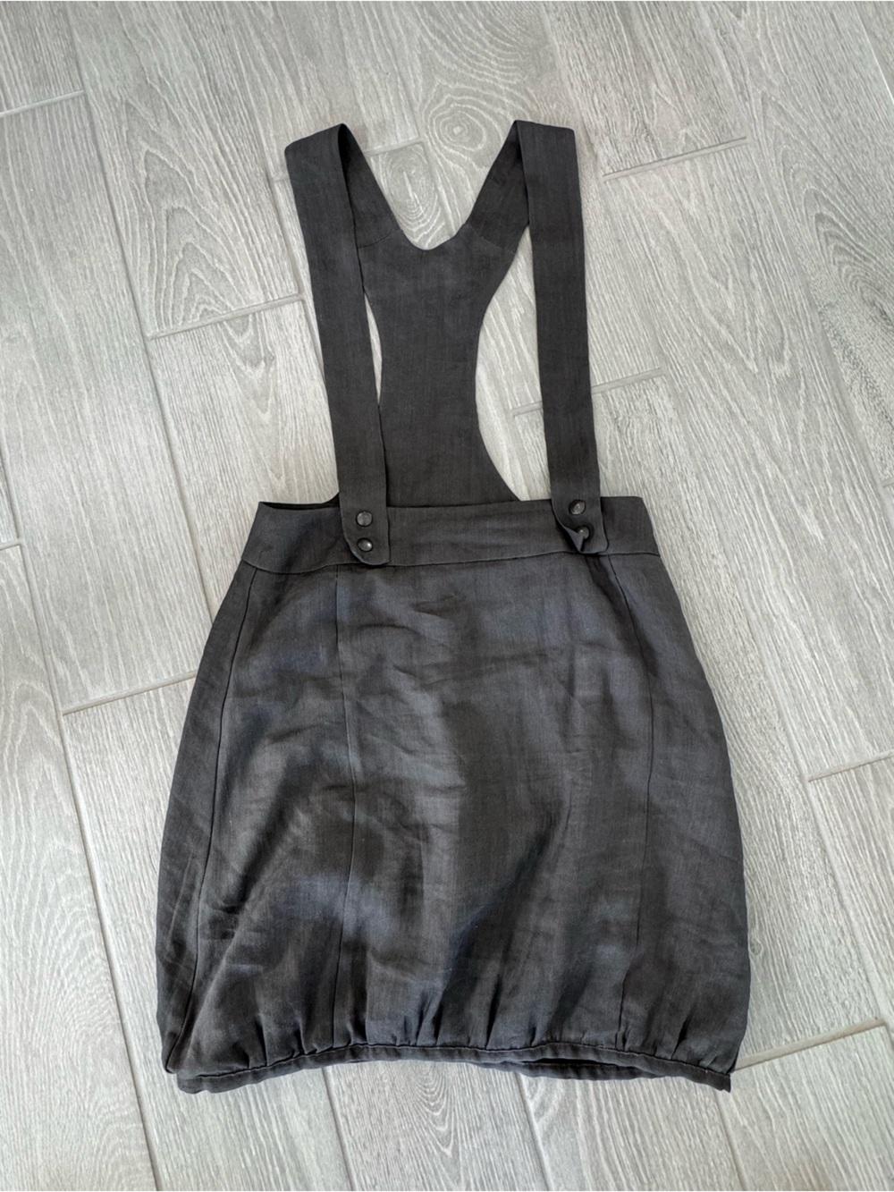 SARAH PACINI Gray Pinafore Bubble Hem Sculptural Avant-Garde Lagenlook GUC